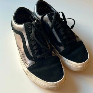 Vans Old Skool Limited Edition Black Suede Gunmetal Metallic Size 8.5
